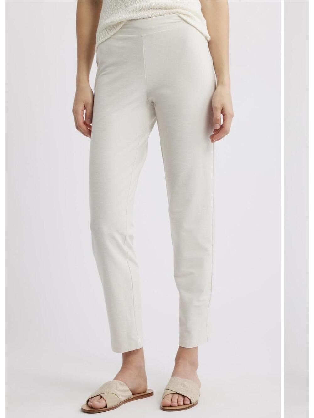 Eileen Fisher Cream Cropped Pull-On Pants